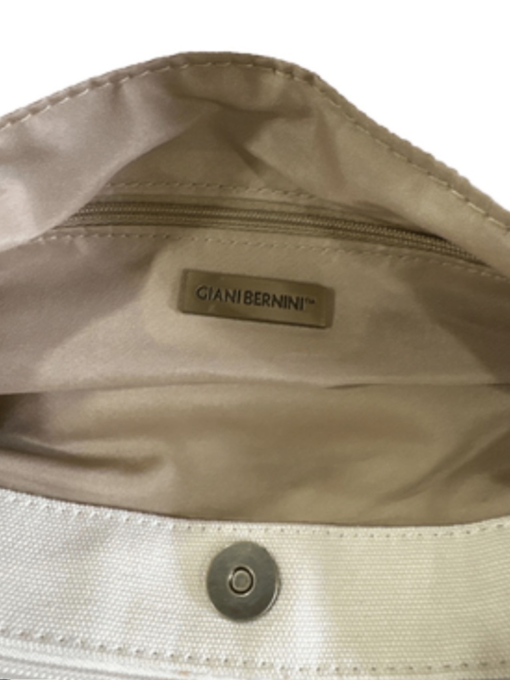 Giani Bernini Chic Classy Shoulder Bag- Neutral, Cream/Off-White/Brown Trim - Picture 5 of 8